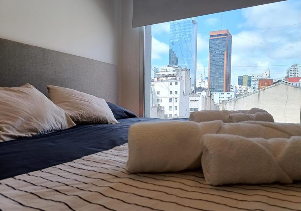 Bed, City view