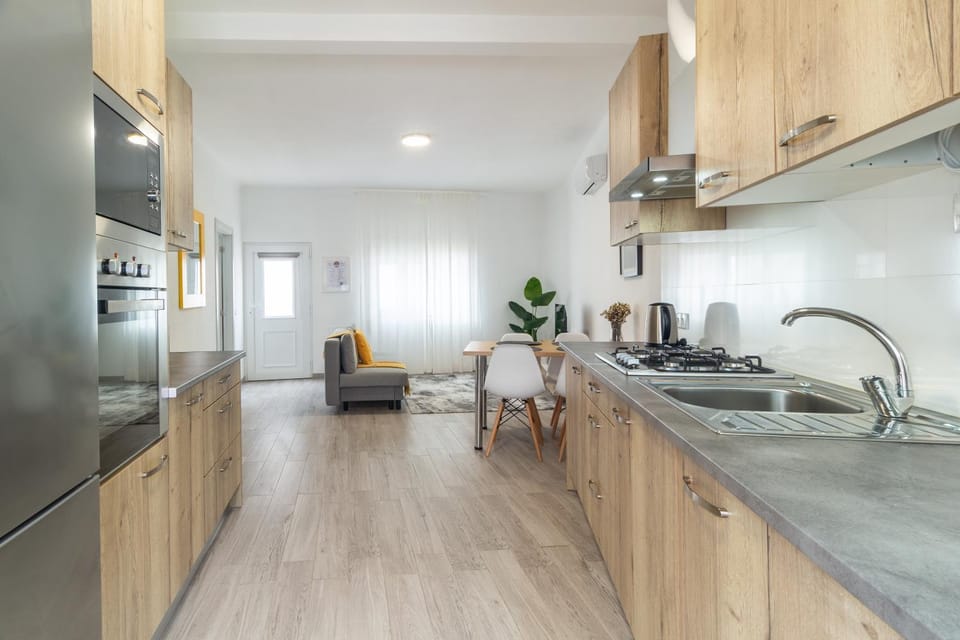 Kitchen or kitchenette, Living room, oven, stove, kitchen