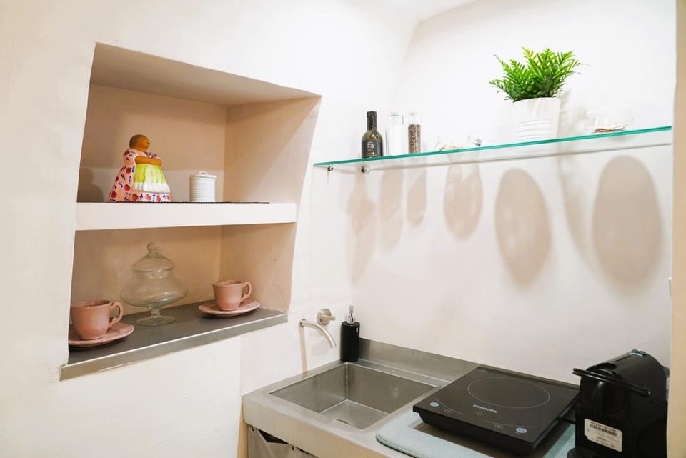 Kitchen or kitchenette, stove