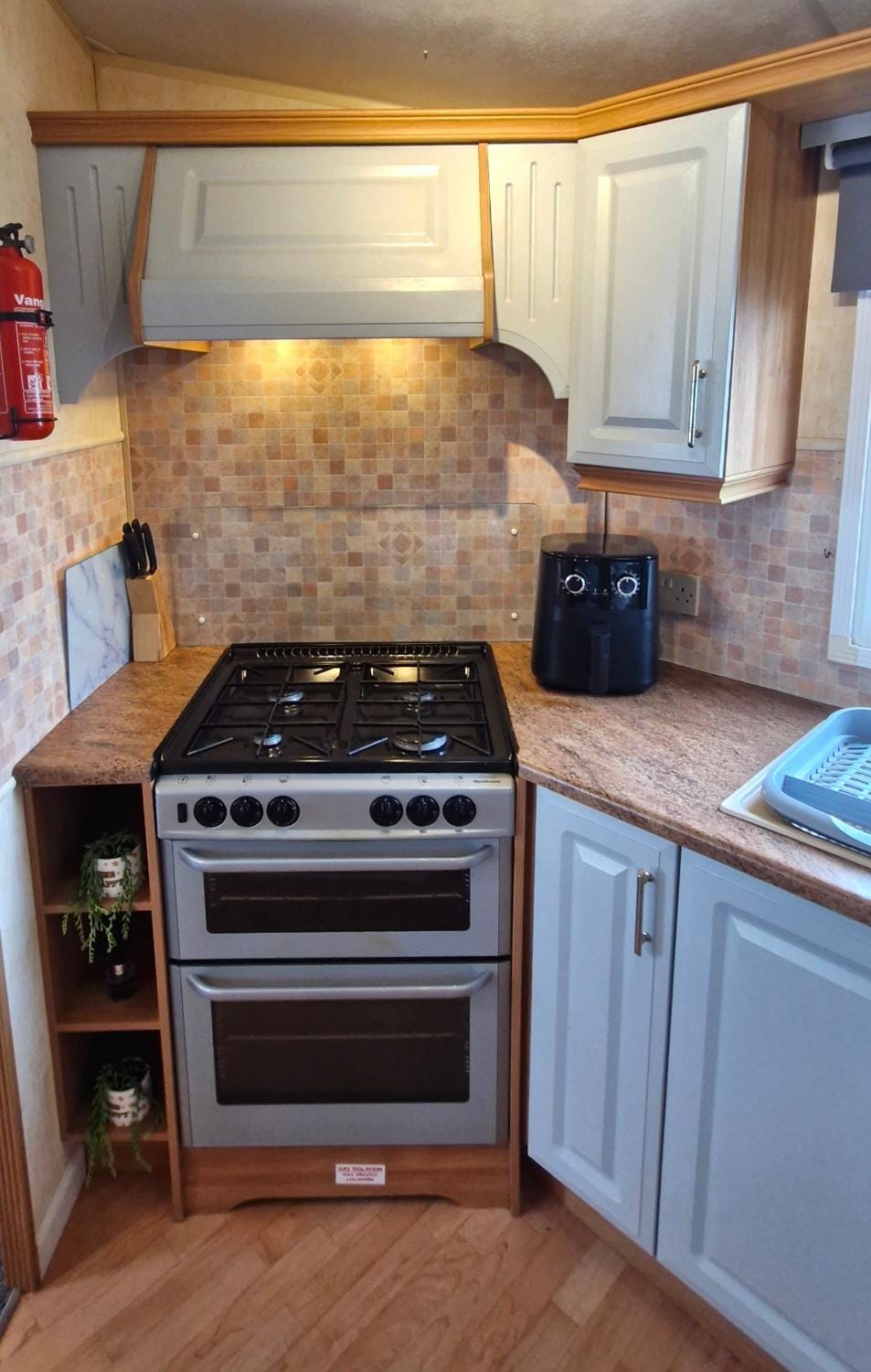 Kitchen or kitchenette, stove