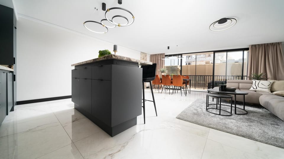 Living room, kitchen