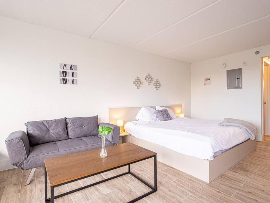 Bed, Living room, Photo of the whole room, Seating area, Bedroom