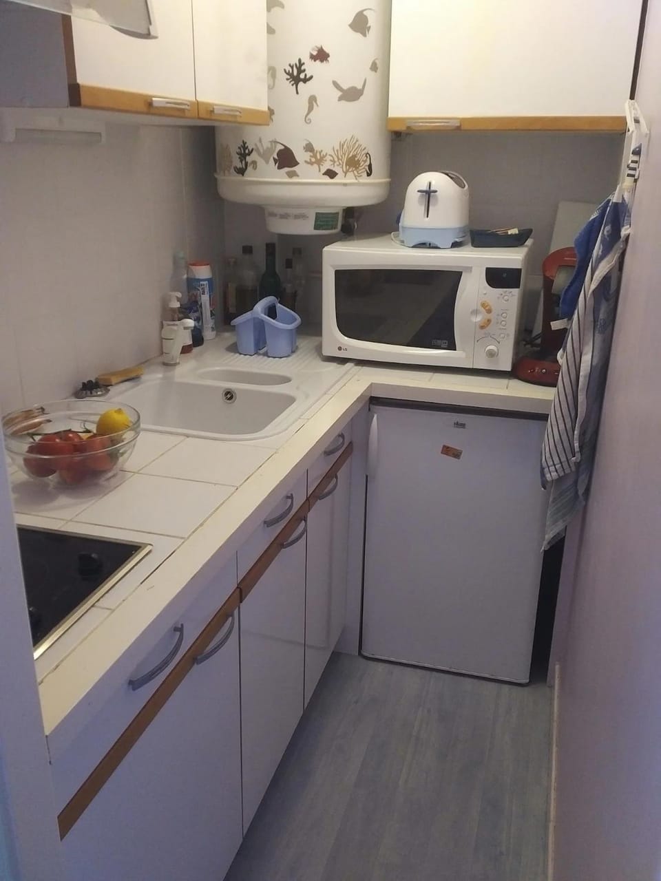 Kitchen or kitchenette, oven, stove