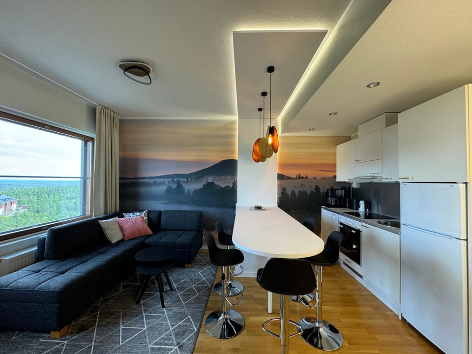 Kitchen or kitchenette, Living room, Dining area