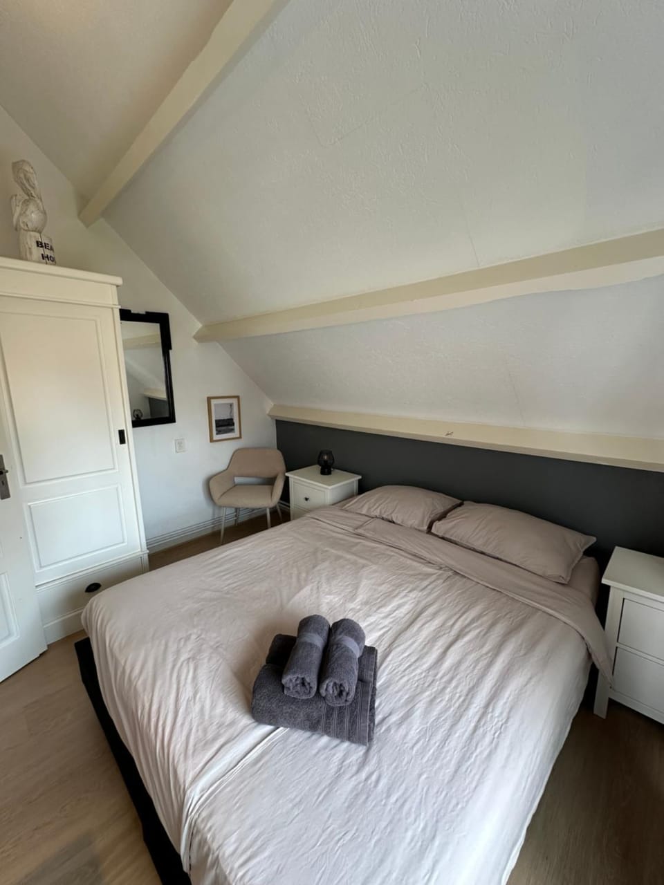 Bed, Photo of the whole room, Bedroom, towels, wardrobe