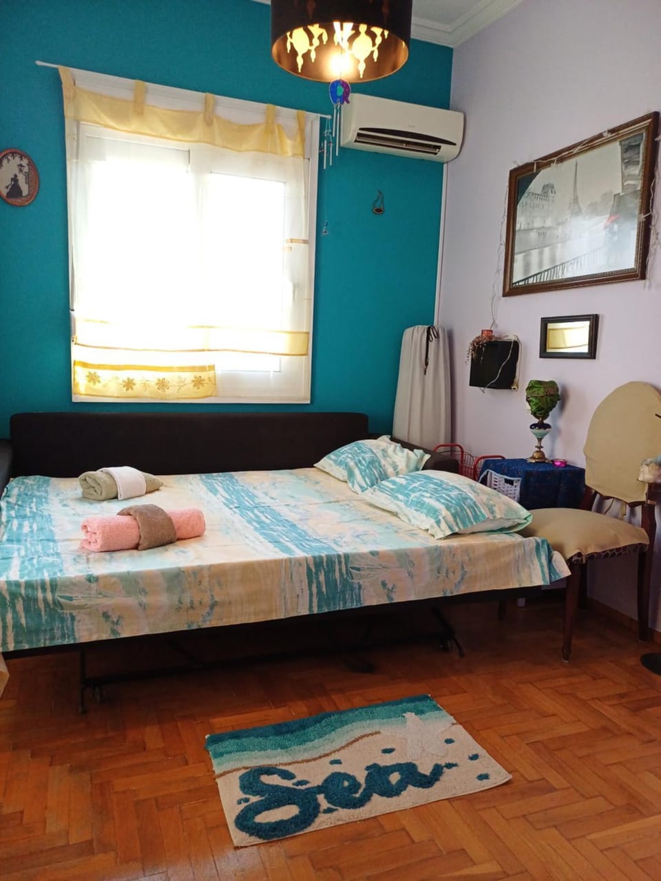 Bed, Photo of the whole room, Bedroom, air conditioner