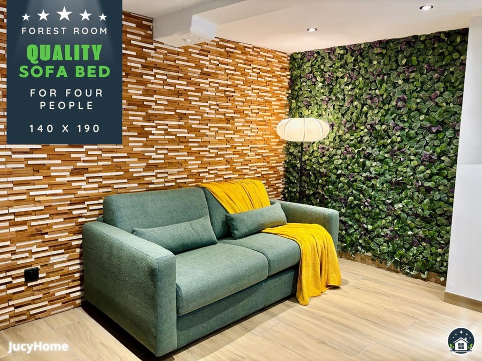 Bed, Living room, Seating area