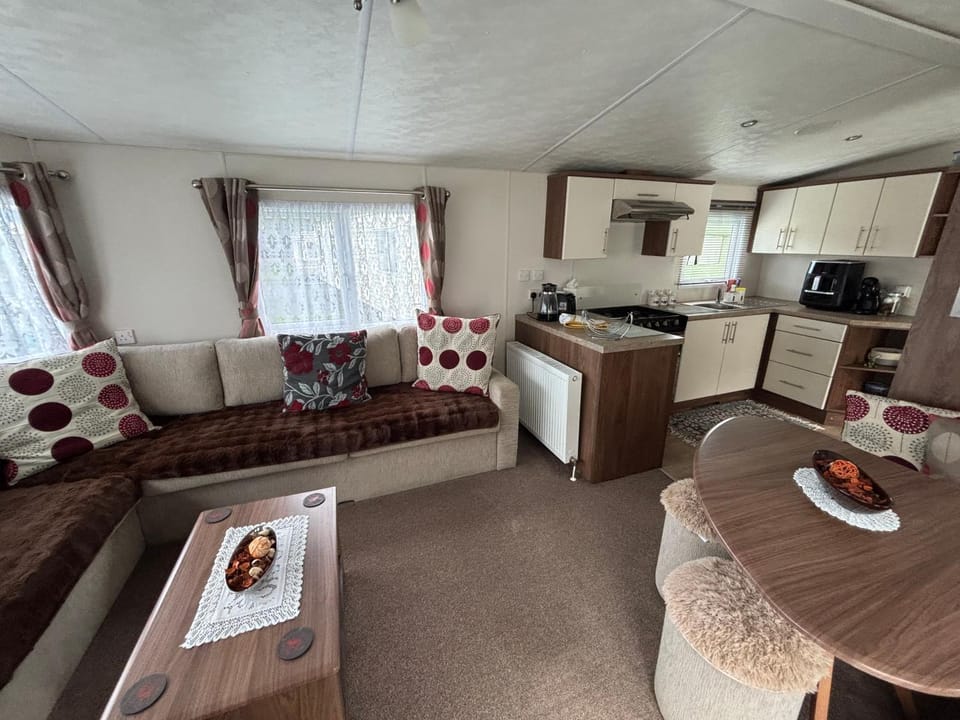 Modern 2017 model Delta Sienna static caravan in Clarach Bay House in Tirymynach
