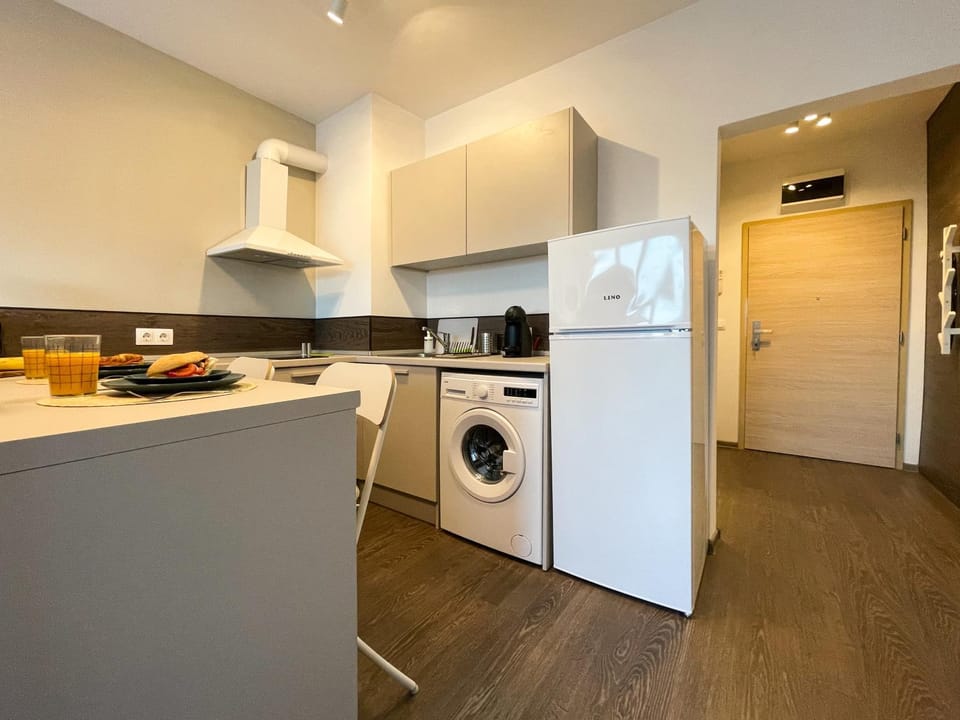 Kitchen or kitchenette, dishwasher, minibar, oven, toaster, washing machine, dryer