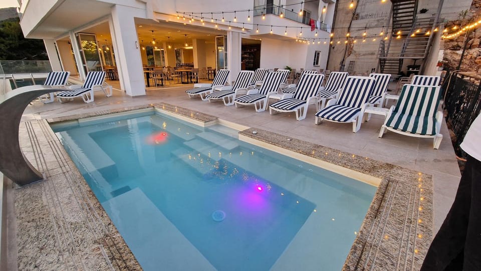 Property building, Pool view, Swimming pool, Sunset