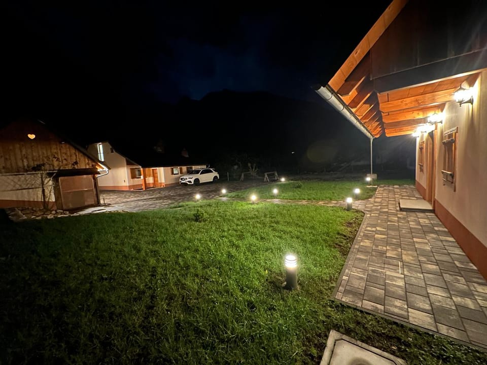 Property building, Night, Garden, Garden view
