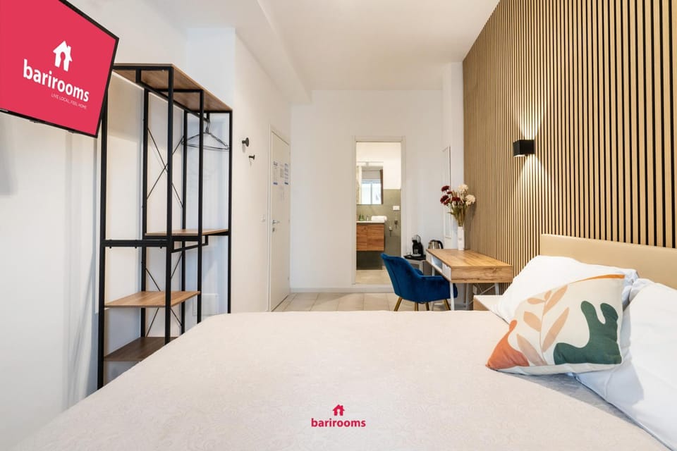 Bed, wardrobe