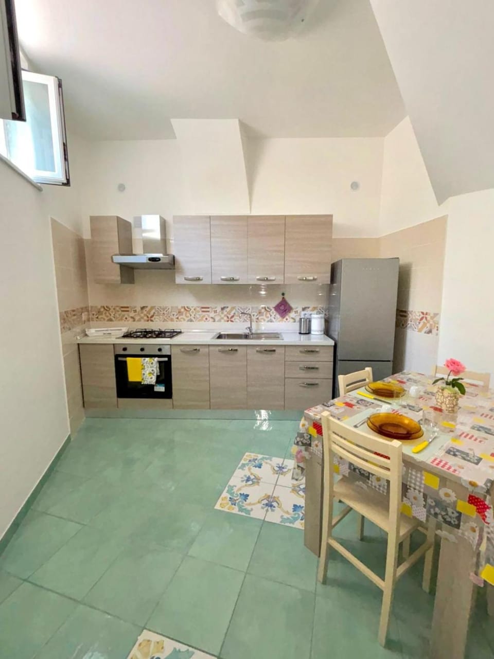 Kitchen or kitchenette, oven, stove
