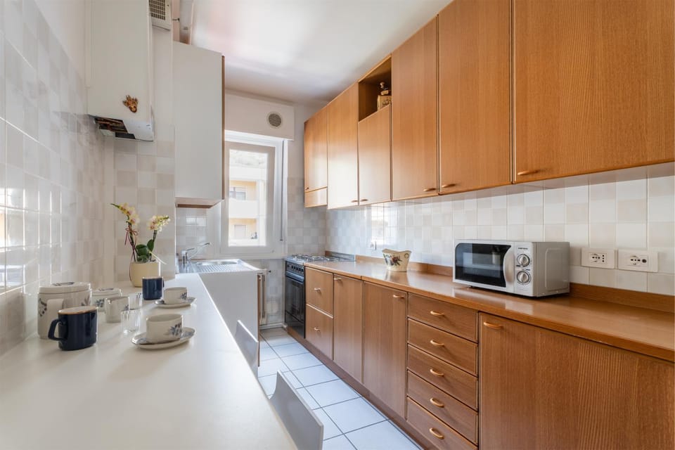 Kitchen or kitchenette, stove