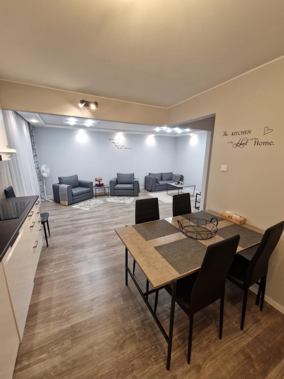 Living room, kitchen