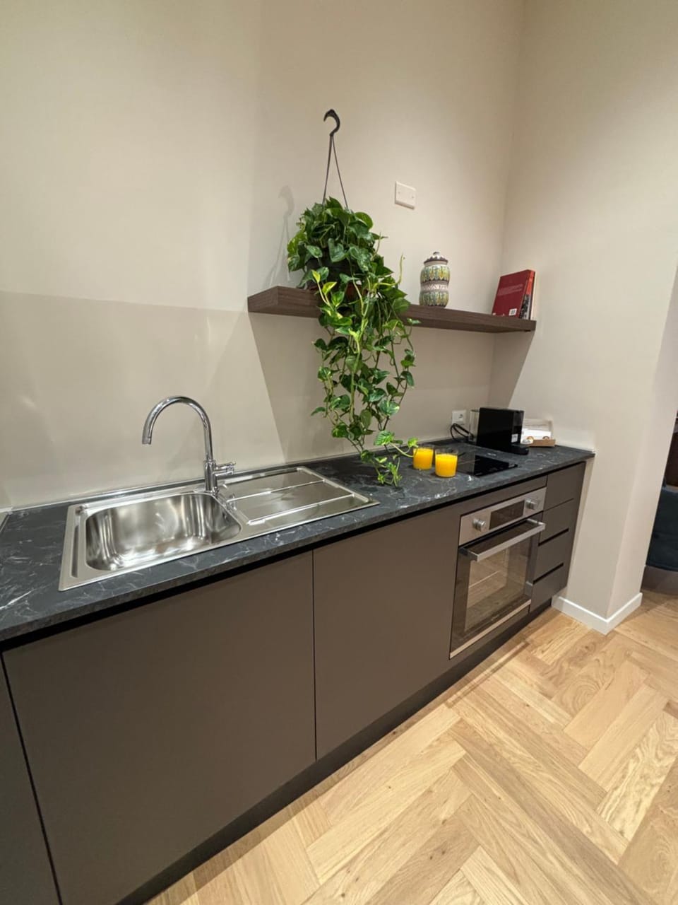 Kitchen or kitchenette, stove