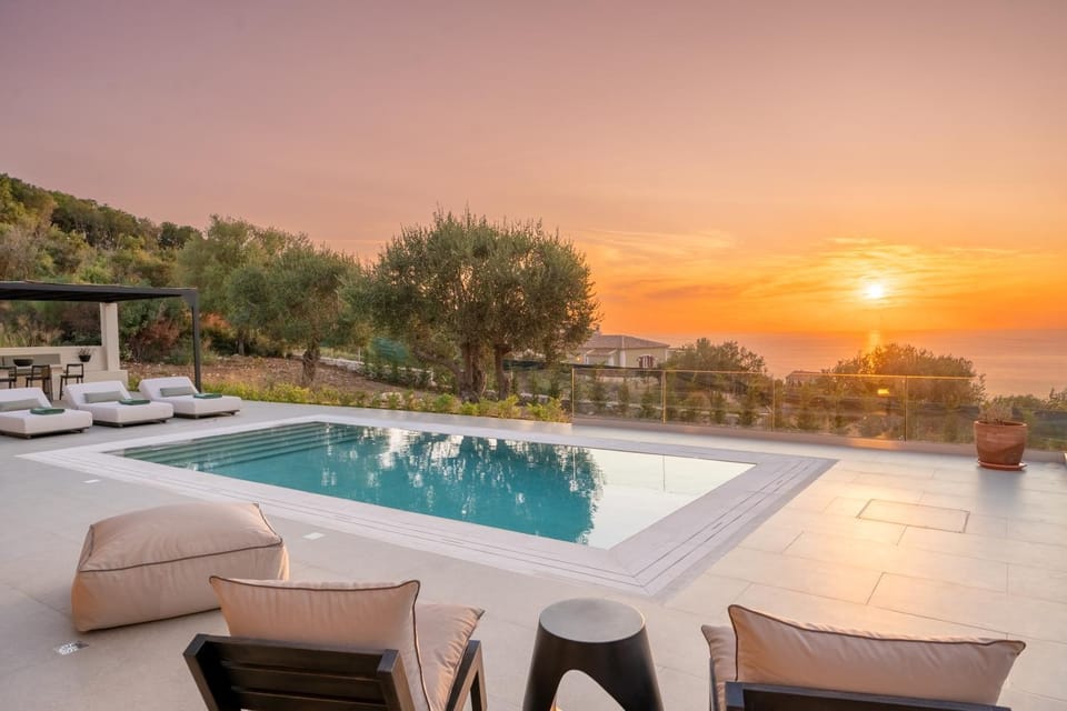 Pool view, Sea view, Sunset, sunbed