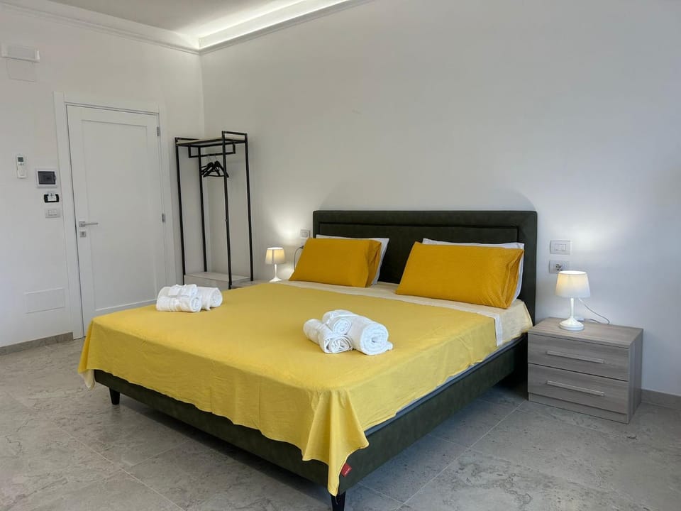 Bed, wardrobe