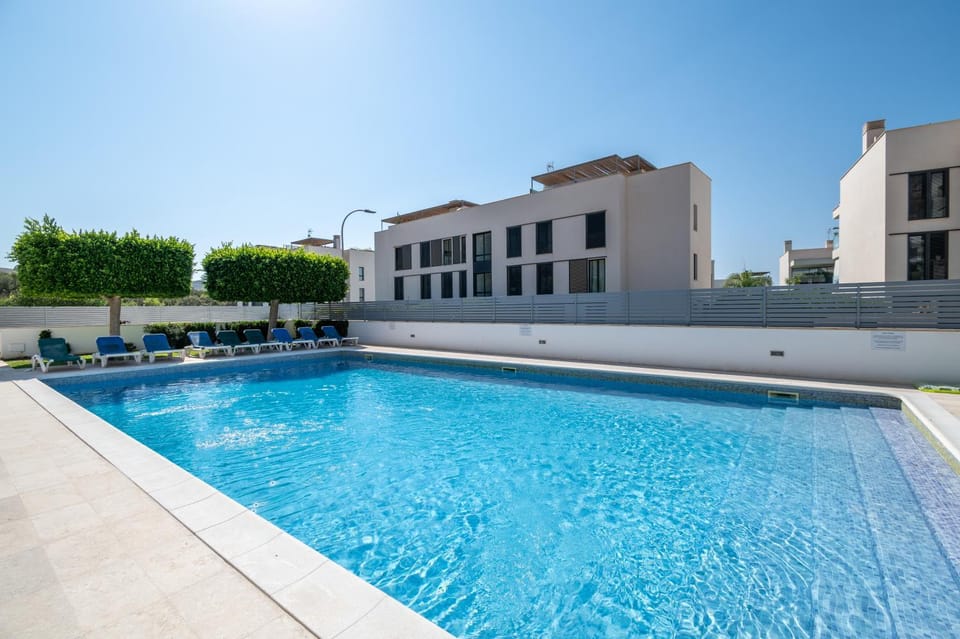 Property building, Living room, Swimming pool
