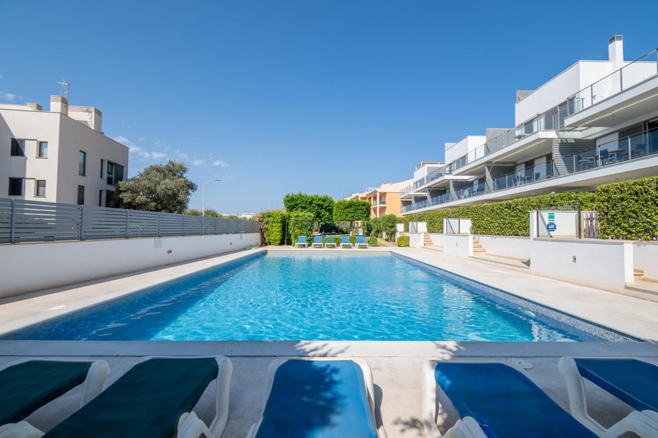 Property building, Living room, Swimming pool