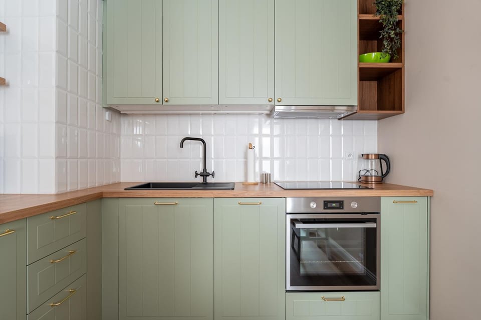 Kitchen or kitchenette, dishwasher, stove