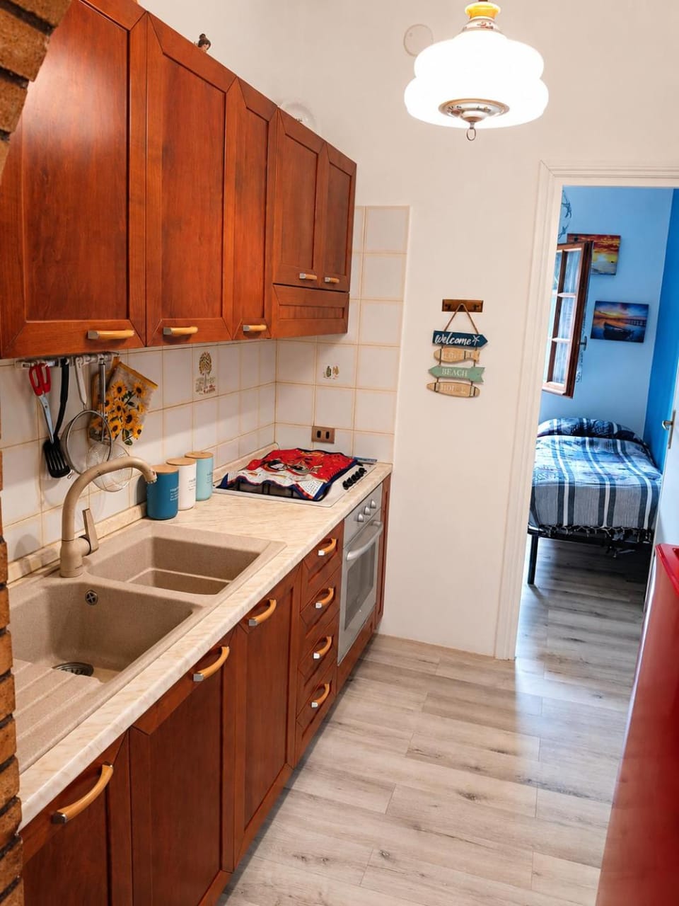 Kitchen or kitchenette, stove, kitchen