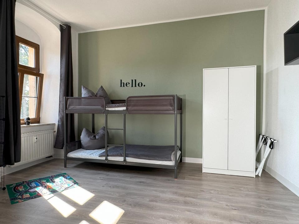 Photo of the whole room, Bedroom, bunk bed, wardrobe