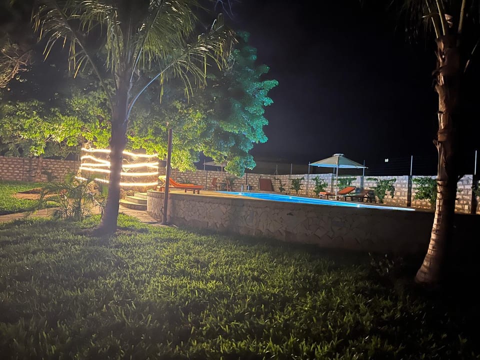 Night, Pool view, Swimming pool