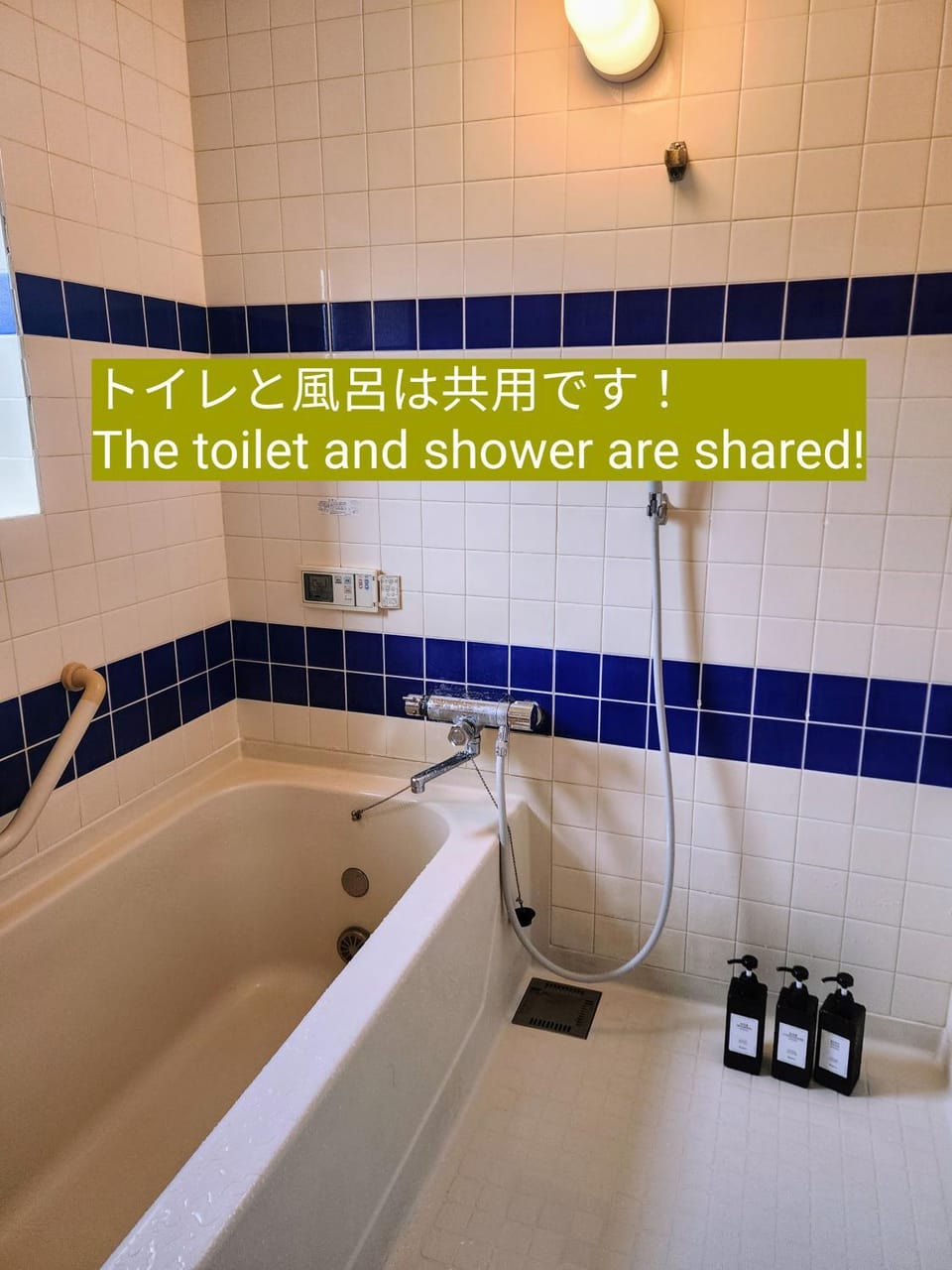 Bathroom, Text overlay