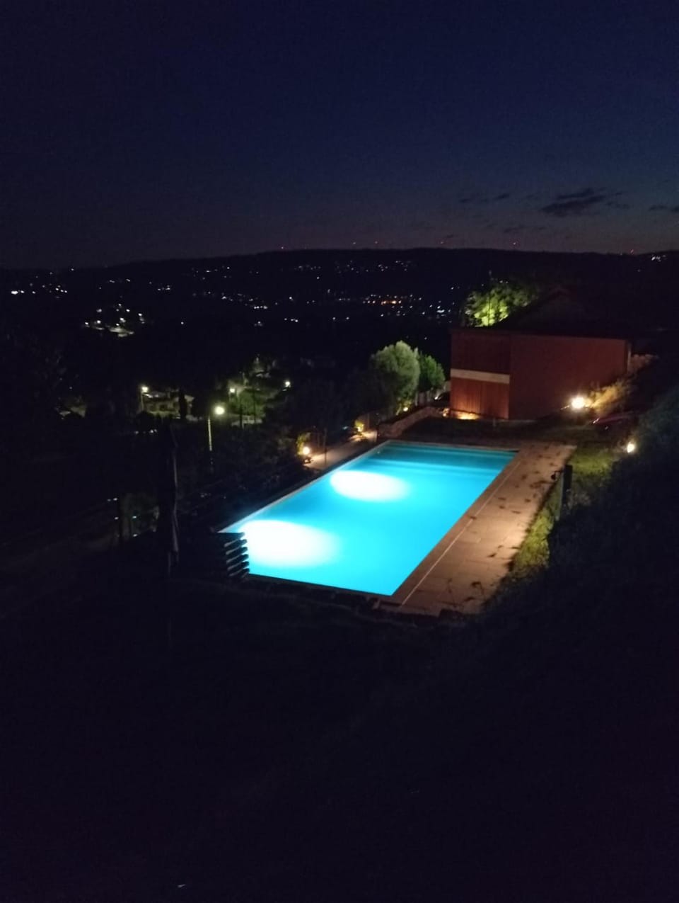 Night, Pool view, Swimming pool