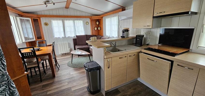 Kitchen or kitchenette, Living room, Dining area, dishwasher, oven, stove, toaster