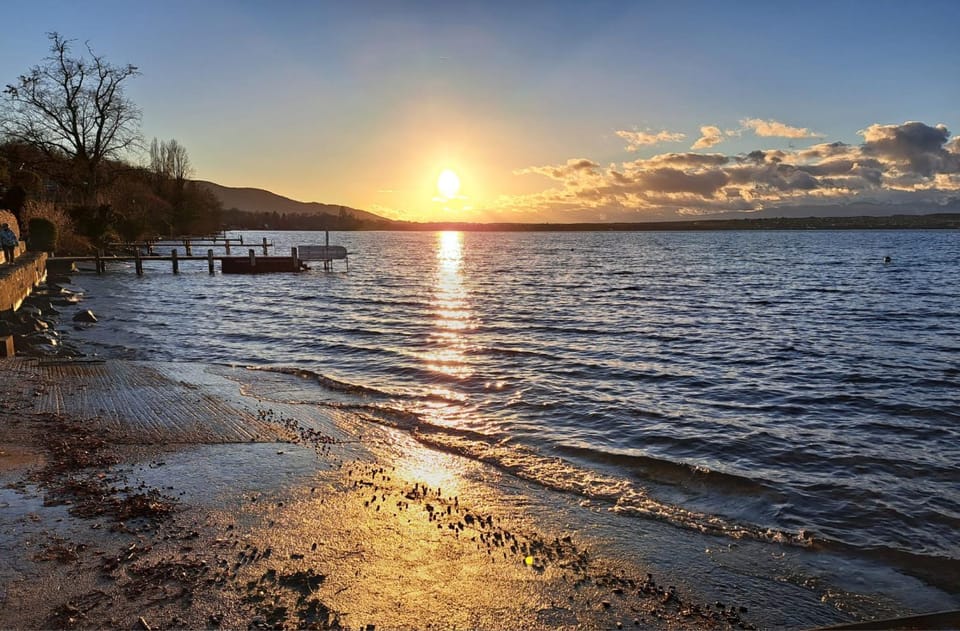 Nearby landmark, Natural landscape, Hiking, Lake view, Sunset