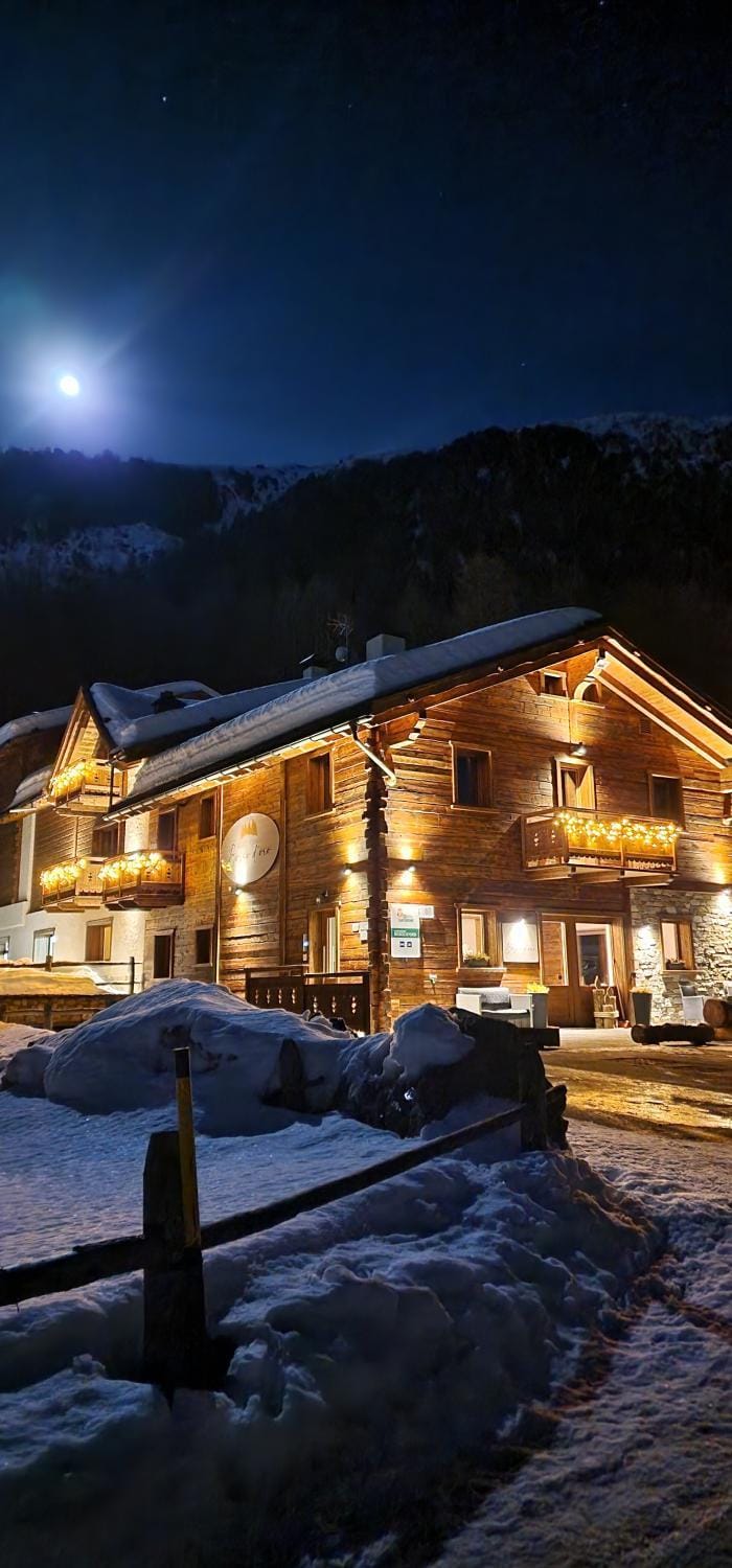 Property building, Night, Winter, Mountain view