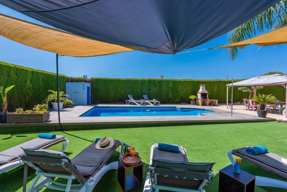 Property building, Living room, Swimming pool