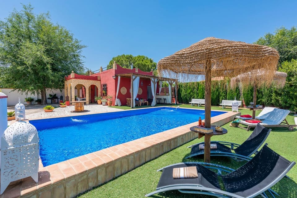 Property building, Living room, Swimming pool