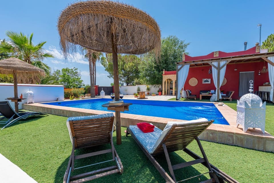 Property building, Living room, Swimming pool