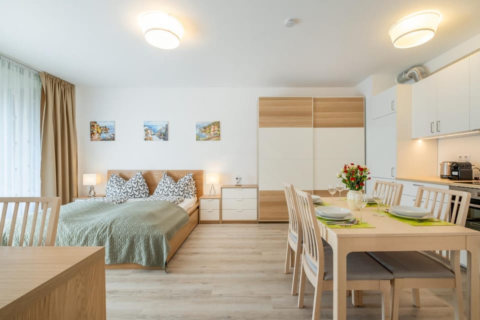 Bed, Kitchen or kitchenette, Living room, Photo of the whole room, Seating area, Dining area, Bedroom
