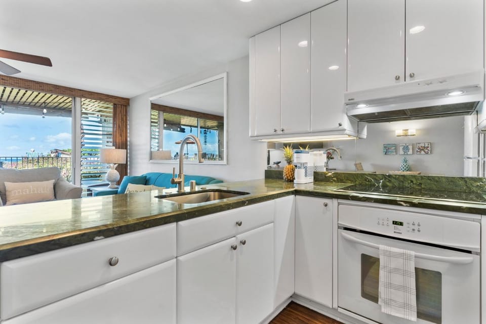 Kitchen or kitchenette, oven, stove