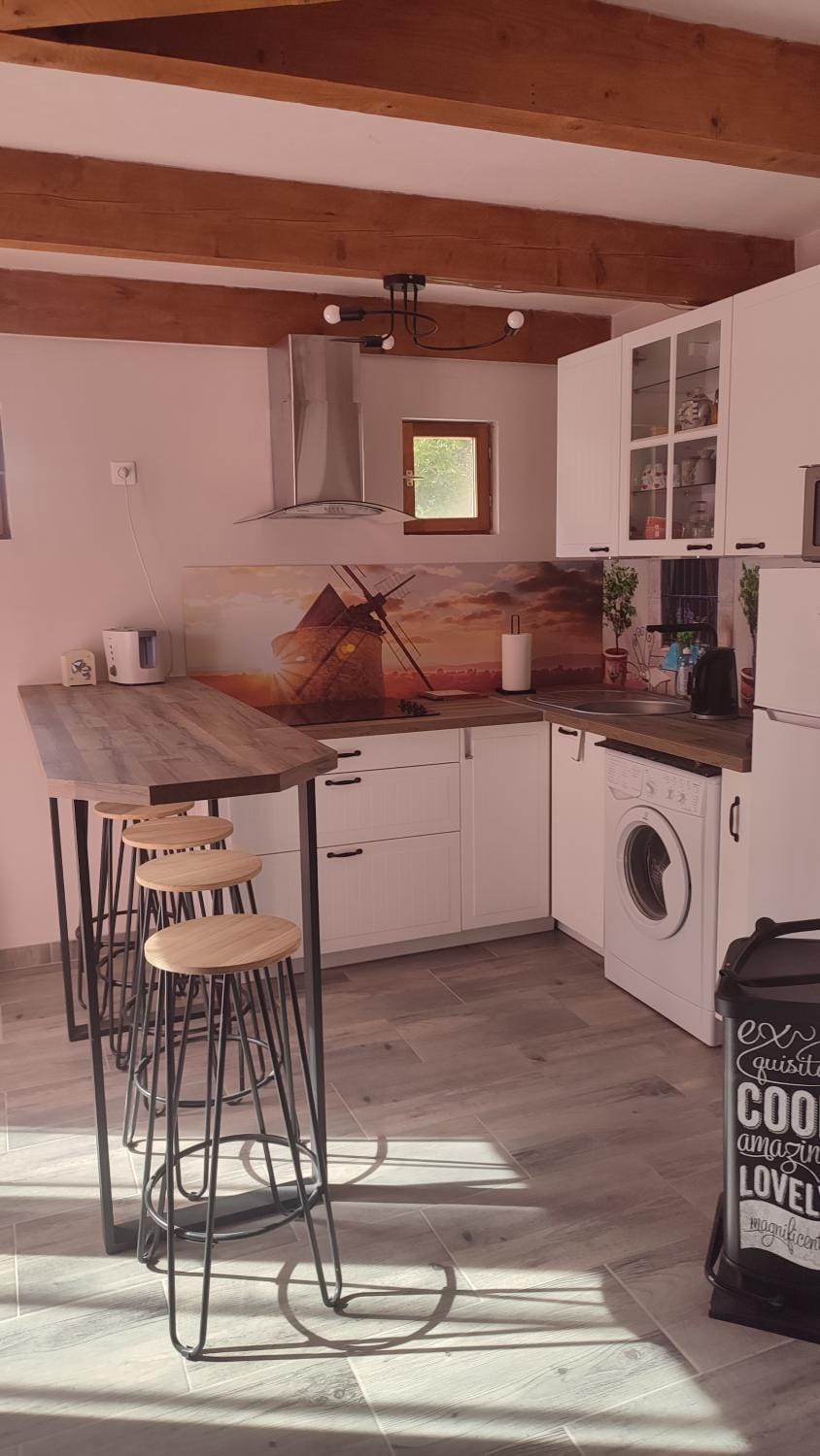 Kitchen or kitchenette, Dining area, stove
