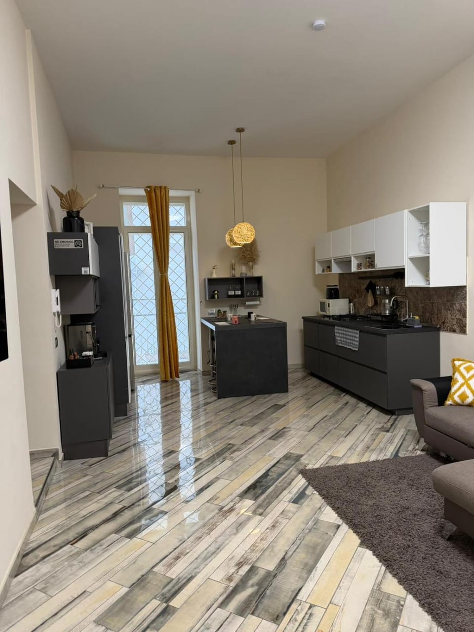 Living room, kitchen