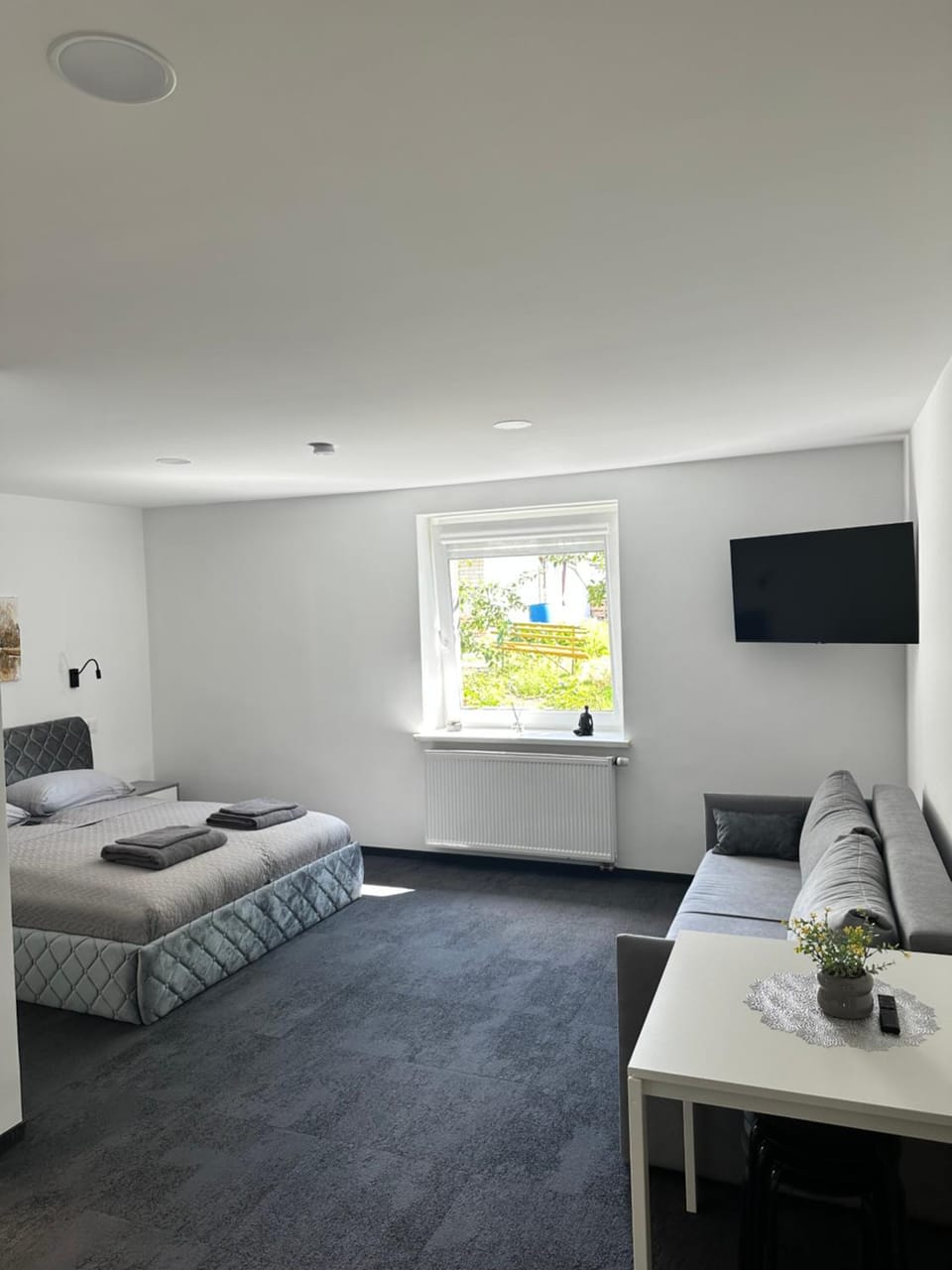 Bed, TV and multimedia, Living room, Seating area