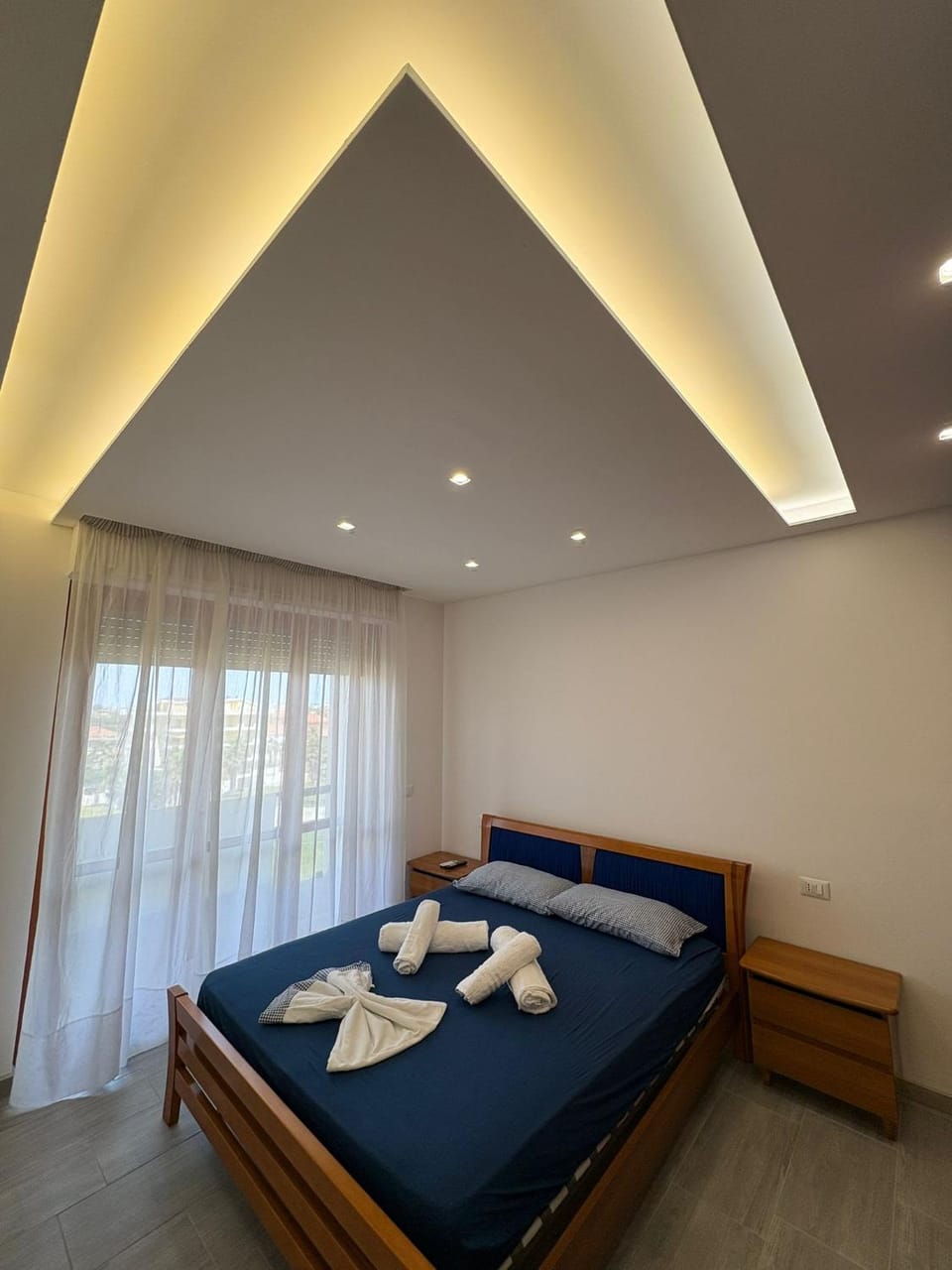 Bed, Bedroom, hair dryier, heating, towels, wardrobe, air conditioner