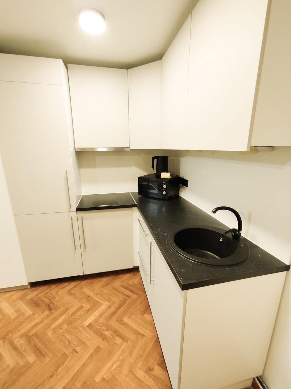 Kitchen or kitchenette, microwave, kitchen