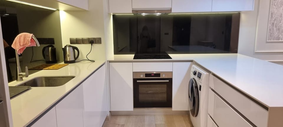 Kitchen or kitchenette, oven, stove