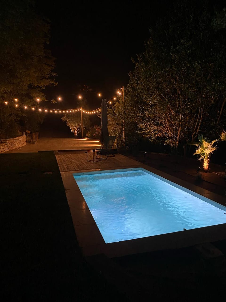 Night, Pool view, Swimming pool