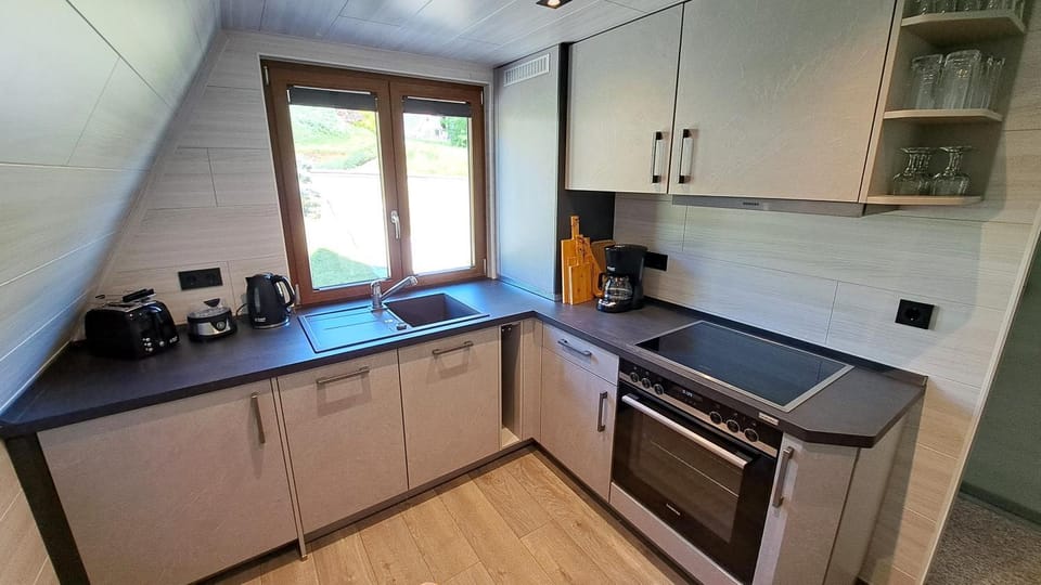 Coffee/tea facilities, Kitchen or kitchenette, dishwasher, stove, toaster