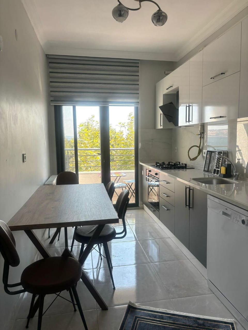 Dining area, dishwasher, oven, stove