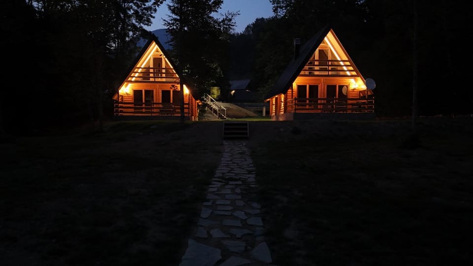 Property building, Night, Garden, Garden view