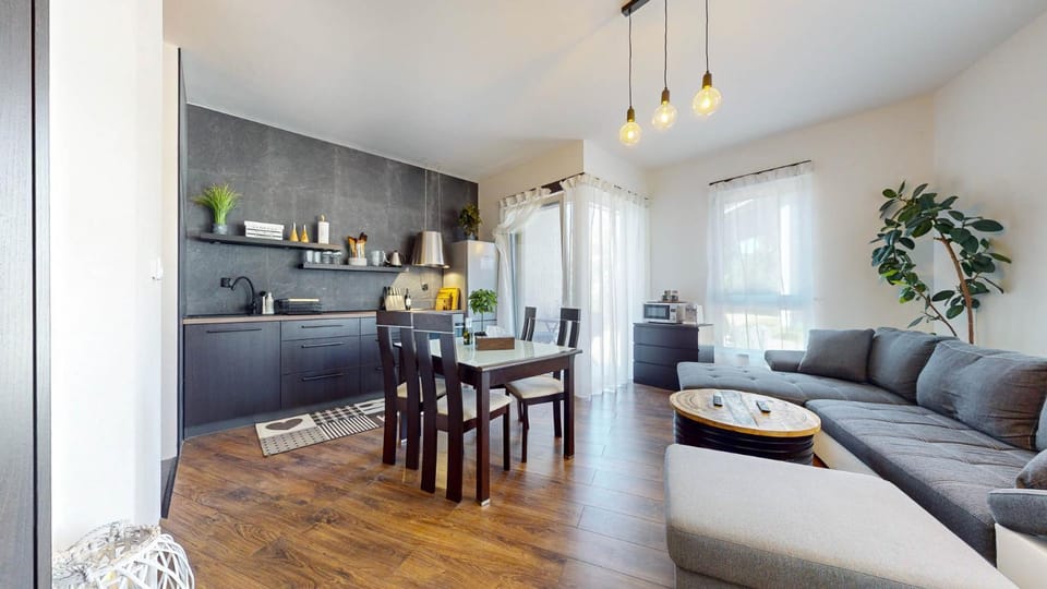 Living room, kitchen