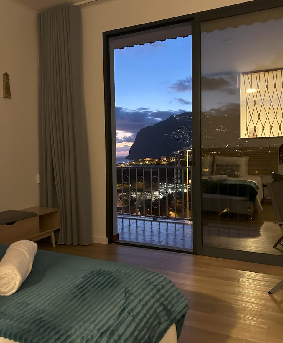 Bed, Night, Natural landscape, Summer, View (from property/room), Mountain view, Sea view, Seasons, Time of day, Sunrise, Sunset